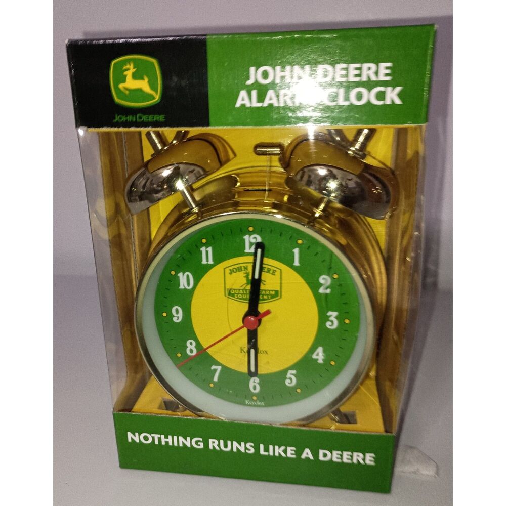 JOHN DEERE:  Desk Alarm Clock with Bells and Handle (NIB)